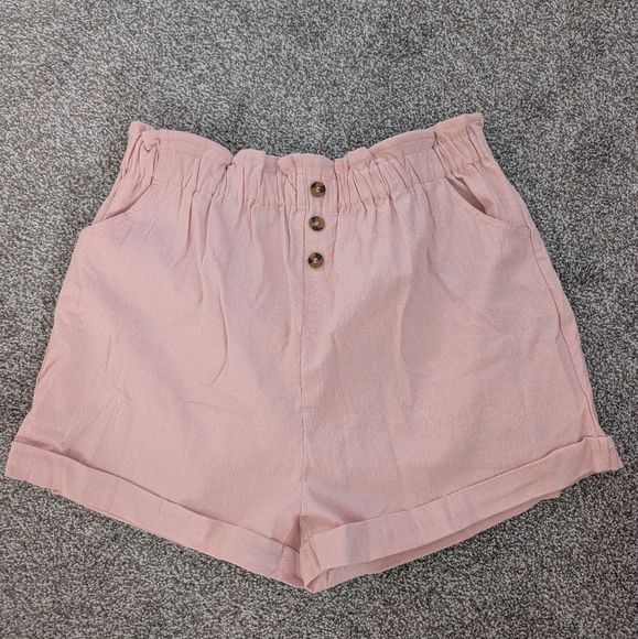 Francesca's Collections Pants - NWOT Francesca's Cotton Elastic Waist Button Pink Women's Shorts Large